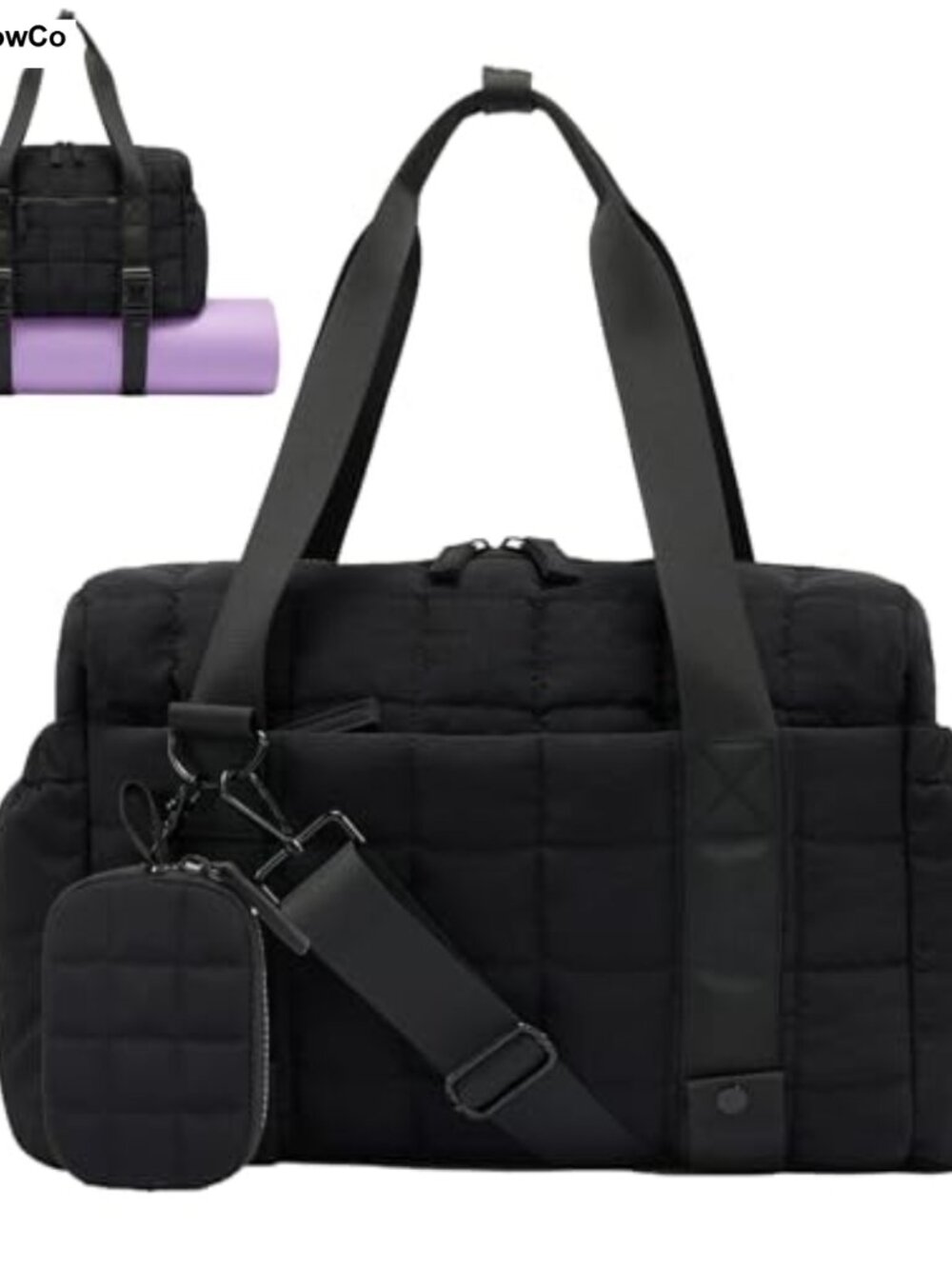 Small Puffy Gym Duffel Bag for Women with Yoga Mat Holder Wet Pocket